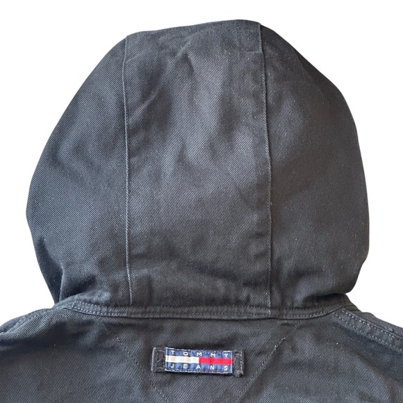 Vintage 90s Tommy Jeans Tommy Hilfiger Hooded Denim Jean Jacket Black Men’s XXL - Picture 5 of 6